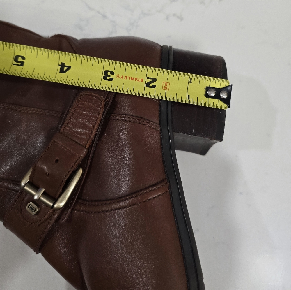 Bandolino Coppa Brown Leather Side Zip Knee Harness Riding Boots Women's Size 8M - Picture 13 of 16